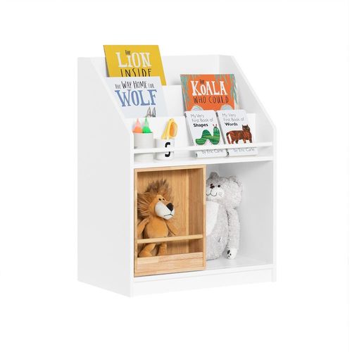 Sobuy Bibliothèque Enfants Étagère À Livres Avec Porte Coulissante, Étagère Pour Jouets, Meuble De Rangement Pour Chambre D¿Enfants, Salle De Jeux, Garderie, Blanc 63 X 35 X 80 Cm, Kmb98-W