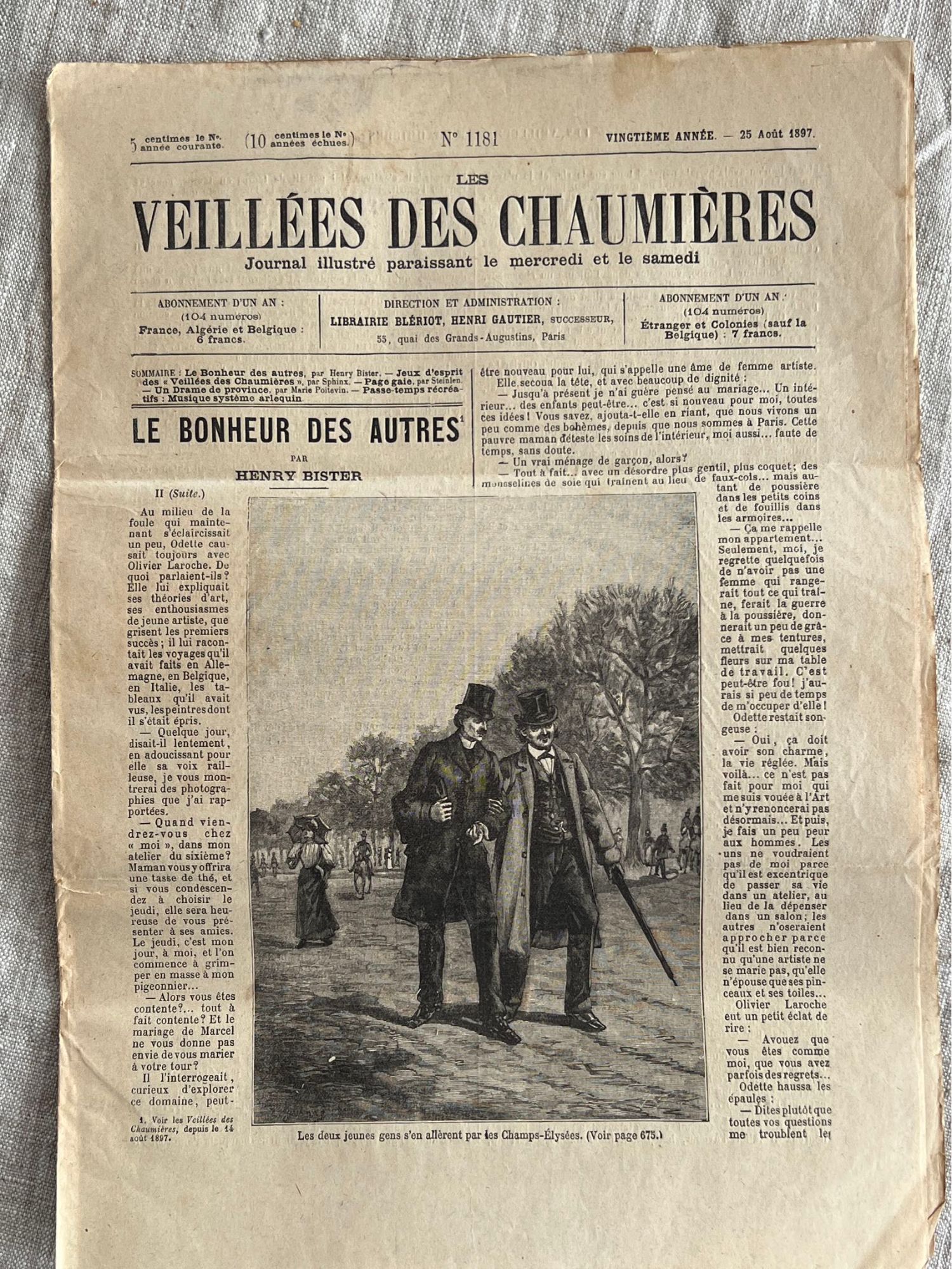 Les Veillées Des Chaumières. 25 Août 1897. No 1181. Journal, Illustré Paraissant Le Mercredi Et Le Samedi.