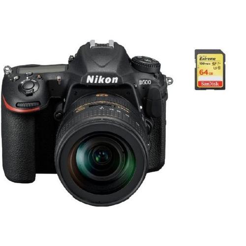 NIKON D500 reflex 20.9 mpix + objectif KIT AF-S 16-80MM F2.8-4E ED VR + 64GB SD card