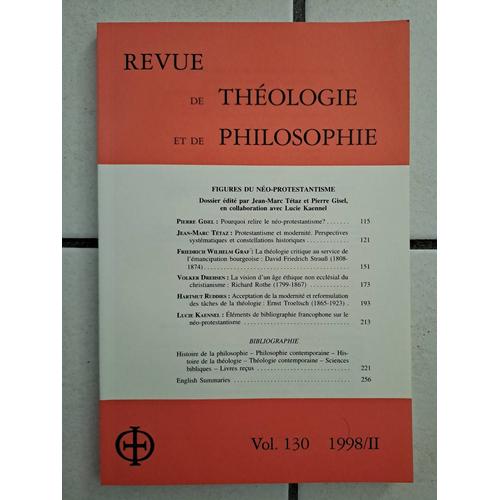 Revue De Théologie Et De Philosophie Vol. 130 1998/Ii - Figures Du Néo-Protestantisme