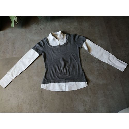 Pull Et Chemisier Attachés Gris Et Blanc Taille 1 Mim