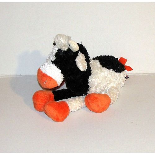 Petit Doudou Peluche Vache Trudi Blanche Et Noire