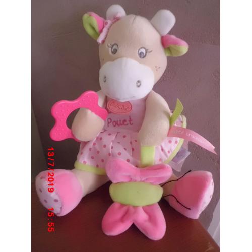 Peluche Vache Hochet Rose Baby Nat