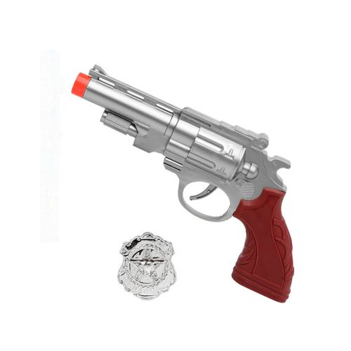 Pistolet Argenté Avec Plaque De Police