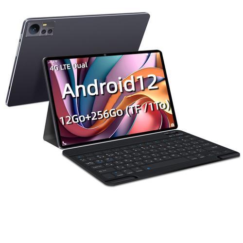 Tablette Tactile WUXIAN S39 (WIFI6+ 4G LTE) 10,36" Android 12 Tablette Enfants 12 Go + 256 Go ( TF/1To ), Dual SIM Carte, Caméras 5MP+13MP, 1920 * 1200 FHD, 7000mAh, Noir (Bookcover Clavier)