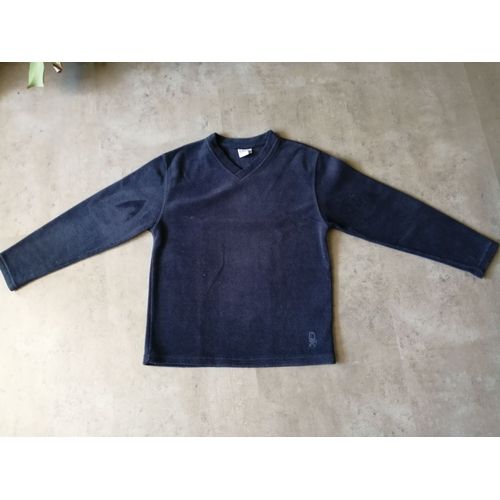 Pull Polaire Col V Bleu Marine Okaïdi Taille 10 Ans