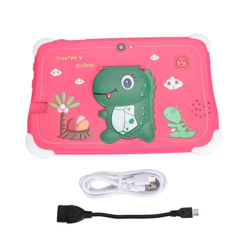 Tablette pour enfants 7 pouces 6 Go de RAM 128 Go de ROM pour Android 11.0 OS Tablette pour tout-petits avec Bluetooth WiFi double caméra antichoc étui dinosaure rose