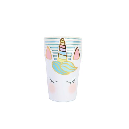 8 Gobelets En Carton Jolie Licorne Blancs Taille Unique