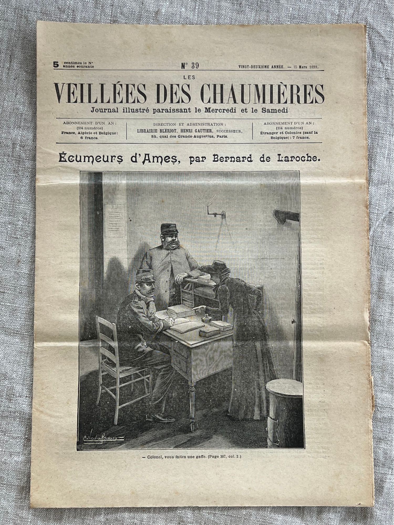 Les Veillées Des Chaumières . 15 Mars 1899.No 39. Journal, Illustré Paraissant Le Mercredi Et Le Samedi.