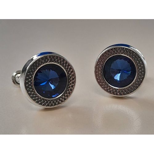 Boutons De Manchettes Disque De Couleurs Argent Et Bleu Pour Du Style Et De L'élégance ...