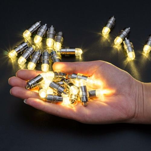 Gp Lot De 24 Mini Lampes Led Étanches À Piles Pour Lanternes En Papier Blanc Chaud