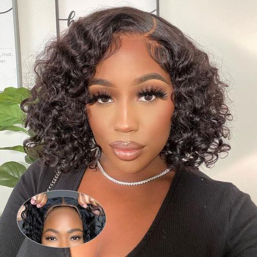 8 Pouces Bouclés Lace Closure Wig Cap Court Perruque Human Hair Cheveux Naturels Brésilienne Water Wave Curly 