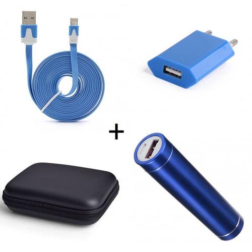 Pack Pour Ipad Mini 4 (Cable Chargeur Noodle Lightning + Pochette + Batterie + Prise Secteur) Apple - Bleu