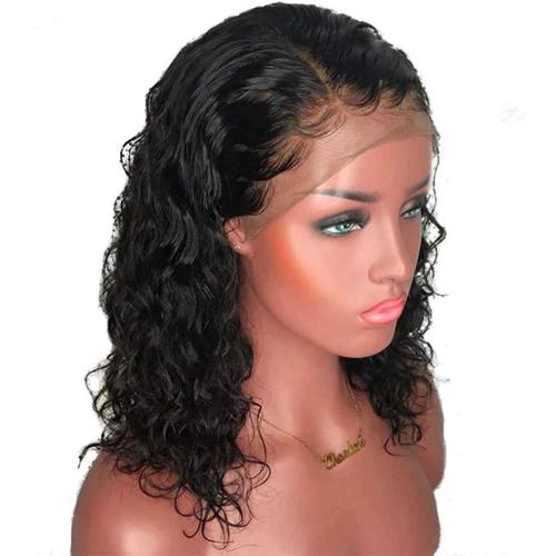 25,4 Cm. 25,4 Cm. Perruque Lace Front 13 X 4 Avec Cheveux Naturels Ondulés Pour Femmes Carré Court Coloris Noir Cheveux Brésiliens Remy 