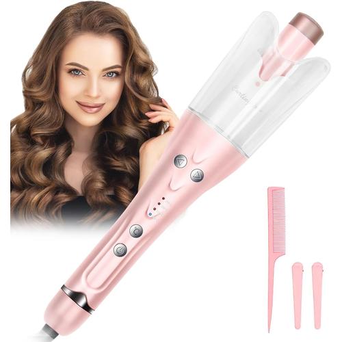 Rose Rose Fer À Friser Automatique, Boucleur A Cheveux, Boucleur Automatique 4 Température, Anti-Brûlures Curl Céramique Et