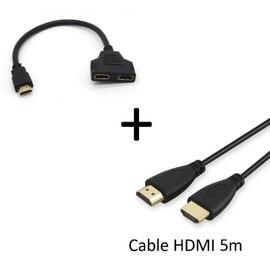 Prise HDMI 1 mâle vers Double HDMI 2 femelle Y adaptateur de câble de  répartiteur LCD LED HD TV