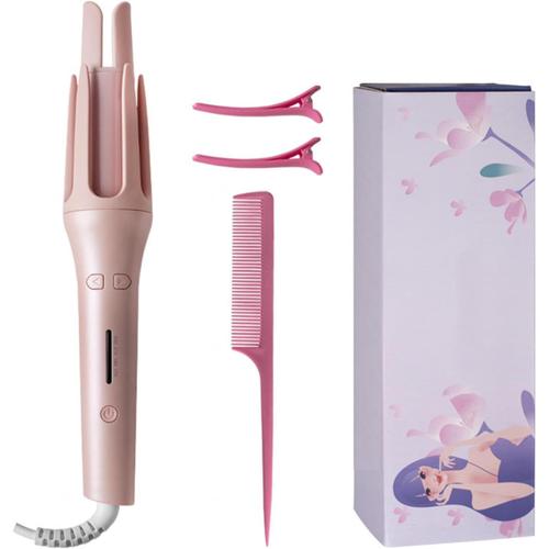 Pink Pink Boucleur A Cheveux, 32mm Friseur Cheveux, Arrêt Automatique Il Y A 4 Températures Curler, 2 Pinces À Cheveux 1 Peigne,Pink 