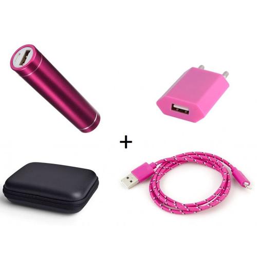 Pack Pour Ipad Mini 4 (Cable Chargeur Lightning Tresse 3m + Pochette + Batterie + Prise Secteur) Apple - Rose Bonbon