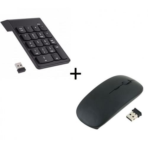 Pack Peripherique pour PC COMPAQ (Souris Plate Optique Sans Fil + Pavé numerique Sans fil 18 Touches) (NOIR)