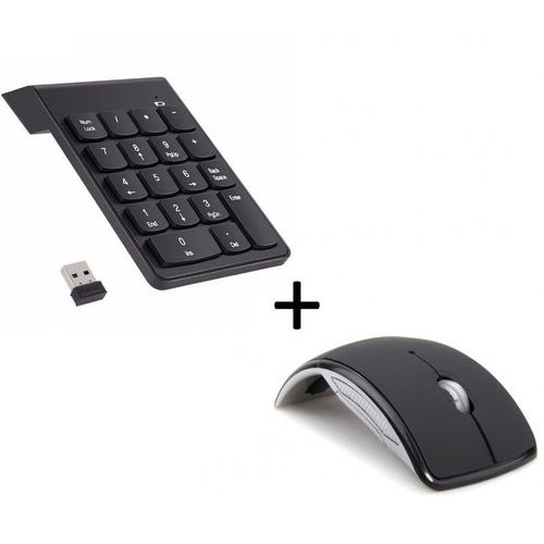 Pack Peripherique pour PC ASUS (Souris Pliable Optique Sans Fil + Pavé numerique Sans fil 18 Touches) (NOIR)