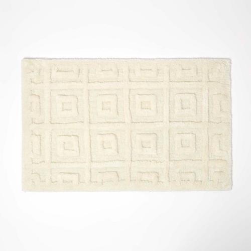 Tapis De Bain Beige Tufté À Carreaux, 50 X 80 Cm