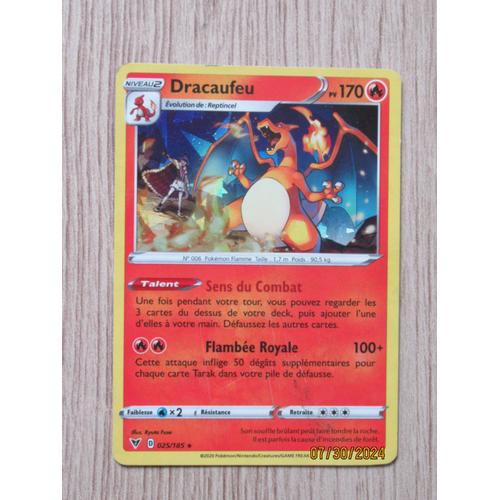 Carte Pokémon Dracaufeu Holo 170 Pv 025/185 Épée Et Bouclier ¿ Voltage Éclatant