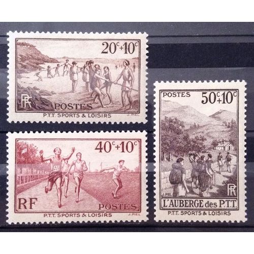 Série Ptt Sports & Loisirs - N° 345 Plaisir De La Plage + 346 Sports + 347 Auberge Des Loisirs Neufs* - Cote 5,55 - France Année 1937 - N25444