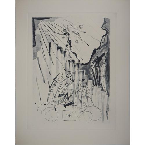 Salvador Dali : Divine Comédie, L'échelle Mystique, Gravure Signée