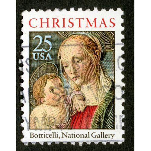 Timbre Oblitéré Usa 25, Christmas, Botticelli, National Gallery