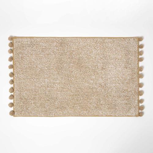 Tapis De Bain Beige À Pompons, 50 X 80 Cm