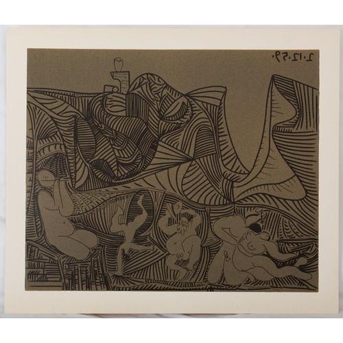Pablo Picasso : Bacchanale, Danse De Nuit Au Hibou, Linogravure (1962)