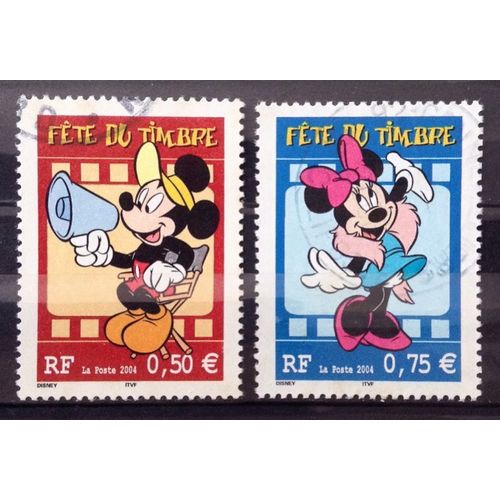 Fête Du Timbre - Mickey 0,50 (N° 3641) + Minnie 0,75 (N° 3643) Obl - France Année 2004 - N24528