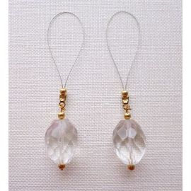 Faux Piercing Bijoux Seins Plaqué Or 18k Cristal Facetté Ancien S50