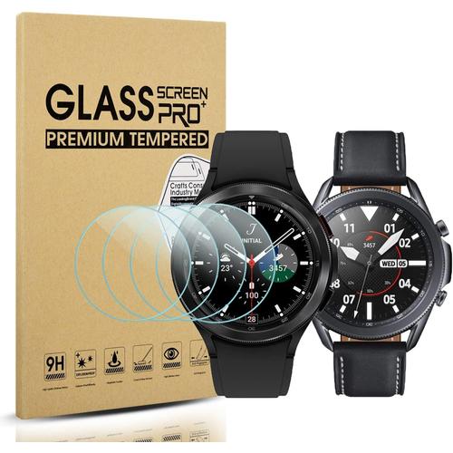 4 Pièces Verre Trempé Protecteur D'écran Pour Samsung Galaxy Watch 4 Classic 46mm 2021 /Galaxy Watch 3 45mm 2020 Diamètre 34.5mm Protection Écran Pour Galaxy Watch 4 Classic 46mm