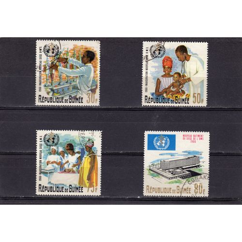 Timbres-Poste De La République De Guinée (Inauguration Du Siège De LOrganisation Mondiale De La Santé À Genève)