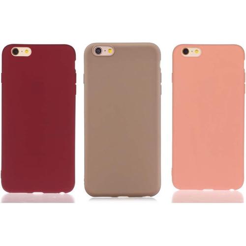 3 Pack Coque Compatible Pour Iphone 6 Plus/Iphone 6s Plus Silicone Étui Ultra Mince Bumper Antichoc Caoutchouc Couleur Unie Case Cover Etui Rouge 1/Marron/Orange