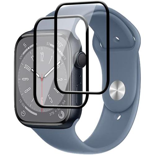 2 Pièces Protecteur Ecran Compatible Pour Apple Watch Series 8 45mm, Dureté 5h 3d Couverture Complète Sans Bulles Anti Rayures Protection Ecran, Film Protection