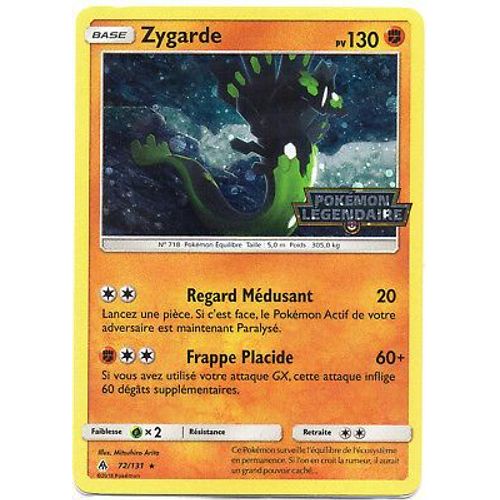 Carte Pokemon Zygarde Serie Lumière Interdite 72/131
