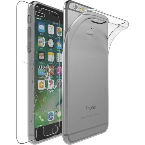 Coque Compatible Avec Iphone 6 6s Apple Etui Housse Silicone Gel Anti Choc Ultra Fine Invisible Transparent+Film Verre Trempé Appareil: 138.1x67x6.9mm 4.7''