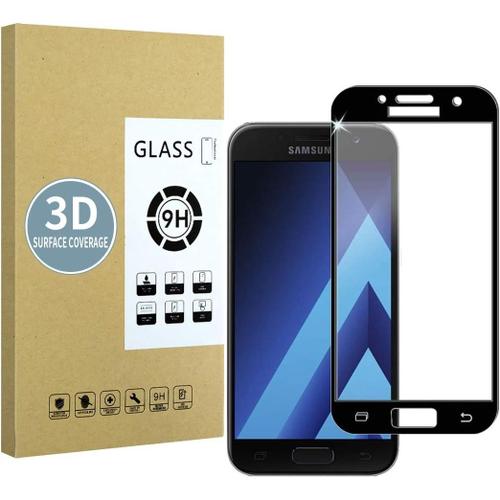 Protecteur D'écran Compatible Avec Samsung Galaxy A3 2017 Noir,Haute Définitionanti Rayures,Verre Trempé 3d,Réponse Sensibleinstallation Sans Bulles