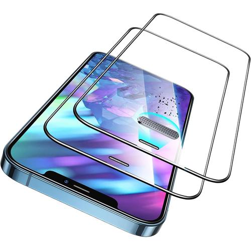 Verre Trempé Blindé Iphone 12 Et 12 Pro, Protection D'écran Ultra Costaude Avec Filtre Poussière Haut-Parleur Séries Armorite, Paquet De 2