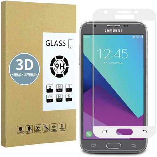 Protecteur D'écran Compatible Avec Galaxy J3 2017 Blanc Haute Définition Anti Rayures Verre Trempé 3d Réponse Sensible Installation Sans Bulles