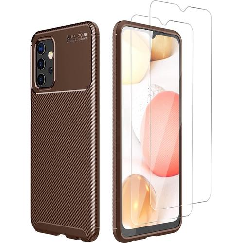 Cover Pour Samsung Galaxy A32 5gétui De Protection Ultraminceétui En Silicone Ultramince Avec 2 Protecteurs D'écran En Verre Trempé Résistant Aux Rayuresbrun