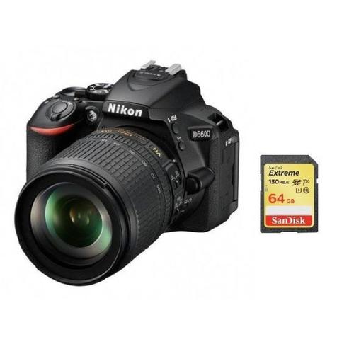 NIKON D5600 24.2 Mpix + AF-S 18-105MM F3.5-5.6G ED VR (White Box) + 64GB SD card