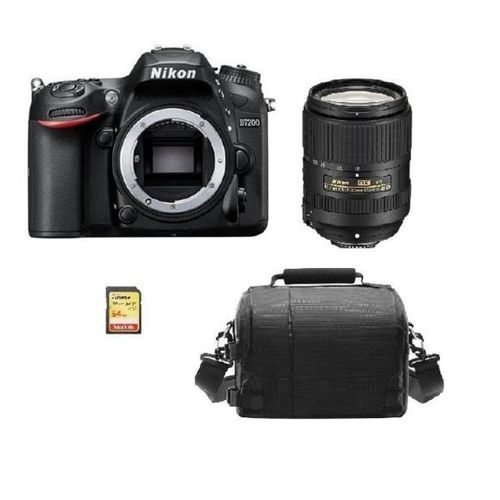 NIKON D7200 reflex 24.2 mpix + objectif AF-S 18-300MM F3.5-6.3G ED VR DX + 64GB SD card + camera Bag