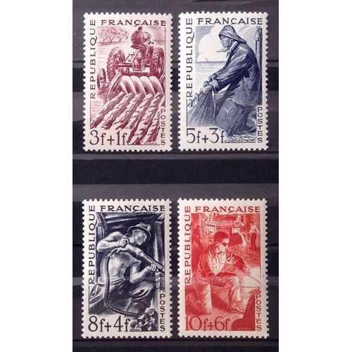 Série Métiers De 1949 - Impeccables N° 823 Agriculteur + 824 Marin Pêcheur + 825 Mineur + 826 Métallurgiste Neufs** Luxe (= Sans Trace De Charnière) - Cote 5,00 - France Année 1949 - N25399