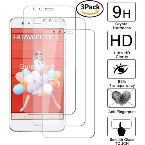 3 Pièces Glass Protector Pour Huawei P10 Lite Smartphone Screen Verre Trempé Protecteur D'écran Résistant Aux Éraflures