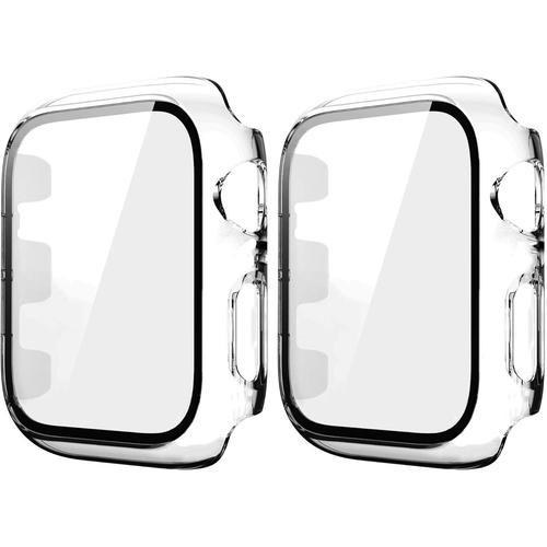 2 Pièces Coque Dur Pour Apple Watch Series 3 2 1 38mm Protecteur D'écran Verre Trempé Antichoc Iwatch Bo Tier 38 Mm Transparent