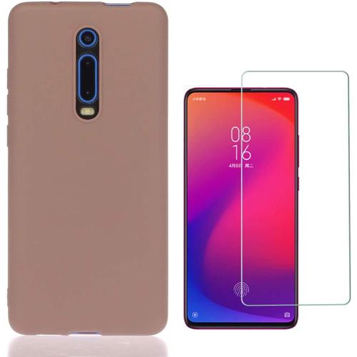 Liquid Case Pour Xiaomi Mi 9t + Protecteur D'écran En Verre Trempé, Liquid Case Ultra Slim Soft Tpu Silicone Anti Scratch And Resistant Protective Case