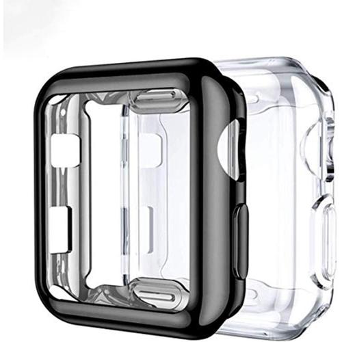 Lot De 2 Coque Compatible Avec Apple Watch Series 1 2 3 42 Mm, Coque De Protection D'écran En Tpu Souple Ultra Transparente Anti Rayures, Pour Apple Watch 42 Mm